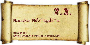 Macska Mátyás névjegykártya